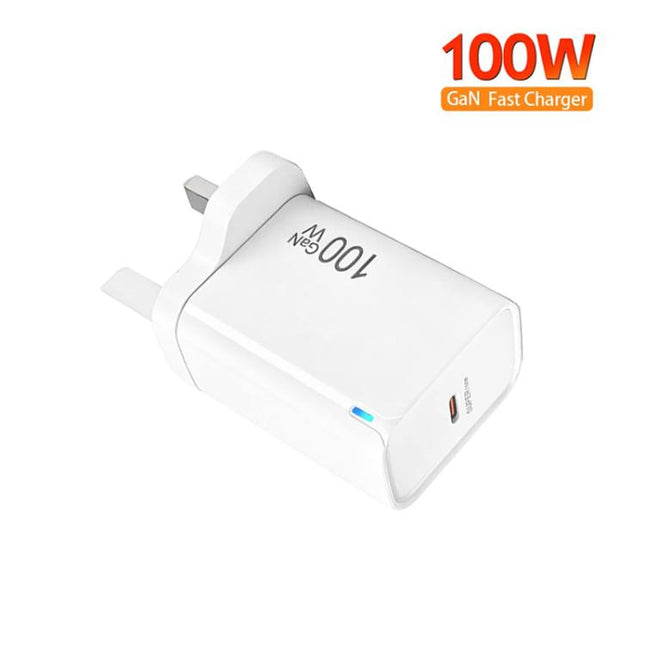 TE-PD46 GaN 100W PD 45W Fully Compatible Charger with Type-C to Type-C Data Cable，UK Plug