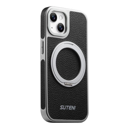 Suteni G6 Large Litchi Texture Electroplated 360 Rotation Holder Magnetic Phone Case, For iPhone 15, For iPhone 14, For iPhone 14 Pro, For iPhone 14 Pro Max, For iPhone 13 Pro Max, For iPhone 13 Pro, For iPhone 13
