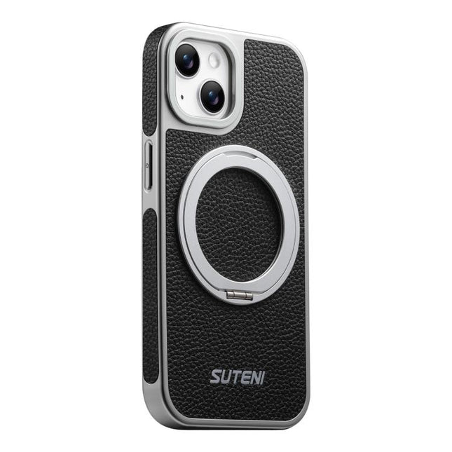 Suteni G6 Large Litchi Texture Electroplated 360 Rotation Holder Magnetic Phone Case, For iPhone 15, For iPhone 14, For iPhone 14 Pro, For iPhone 14 Pro Max, For iPhone 13 Pro Max, For iPhone 13 Pro, For iPhone 13