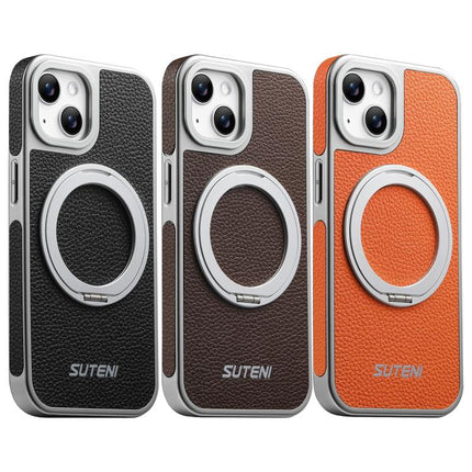 Suteni G6 Large Litchi Texture Electroplated 360 Rotation Holder Magnetic Phone Case, For iPhone 15, For iPhone 14, For iPhone 14 Pro, For iPhone 14 Pro Max, For iPhone 13 Pro Max, For iPhone 13 Pro, For iPhone 13