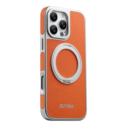 Suteni G6 Large Litchi Texture Electroplated 360 Rotation Holder Magnetic Phone Case, For iPhone 15, For iPhone 14, For iPhone 14 Pro, For iPhone 14 Pro Max, For iPhone 13 Pro Max, For iPhone 13 Pro, For iPhone 13