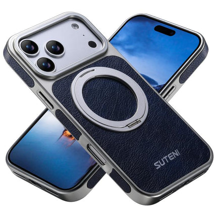 Suteni G6 Crazy Horse Texture Electroplated 360 Rotation Holder Magnetic Phone Case, For iPhone 17 Pro Max, For iPhone 17 Pro, For iPhone 17, For iPhone 16 Pro Max, For iPhone 16 Pro, For iPhone 16