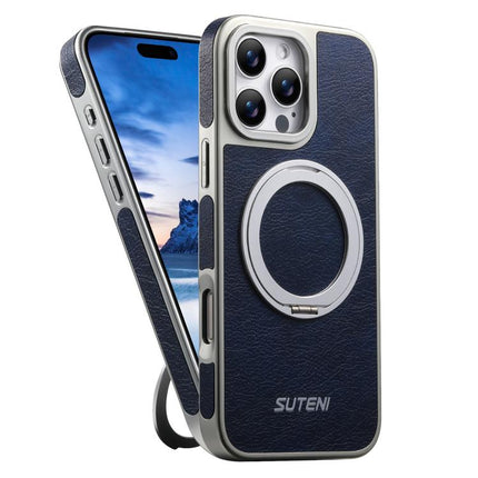 Suteni G6 Crazy Horse Texture Electroplated 360 Rotation Holder Magnetic Phone Case, For iPhone 17 Pro Max, For iPhone 17 Pro, For iPhone 17, For iPhone 16 Pro Max, For iPhone 16 Pro, For iPhone 16