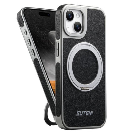 Suteni G6 Crazy Horse Texture Electroplated 360 Rotation Holder Magnetic Phone Case, For iPhone 15 Pro Max, For iPhone 15 Pro, For iPhone 15, For iPhone 14, For iPhone 14 Pro, For iPhone 14 Pro Max