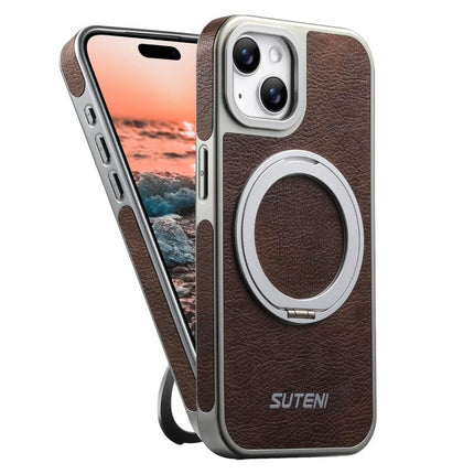 Suteni G6 Crazy Horse Texture Electroplated 360 Rotation Holder Magnetic Phone Case, For iPhone 15 Pro Max, For iPhone 15 Pro, For iPhone 15, For iPhone 14, For iPhone 14 Pro, For iPhone 14 Pro Max