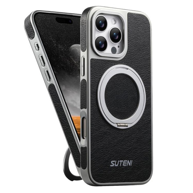 Suteni G6 Crazy Horse Texture Electroplated 360 Rotation Holder Magnetic Phone Case, For iPhone 13 Pro Max, For iPhone 13 Pro