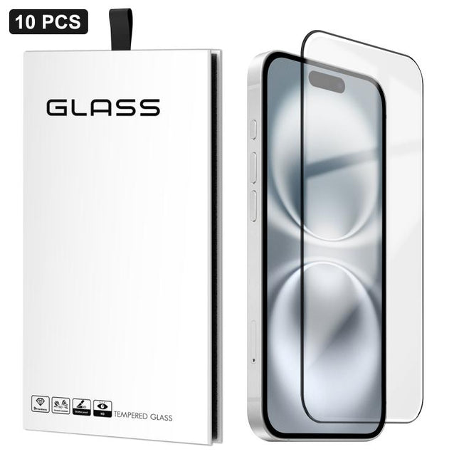 10pcs 0.18mm Ultra-Thin Ultrasonic HD Screen-Printed High-Aluminium Thick-Gel Tempered Glass Film, For iPhone 17e / 16e, For iPhone 17 Pro Max, For iPhone 17 Pro, For iPhone 17, For iPhone Air, For iPhone 16 Pro Max, For iPhone 16 Pro, For iPhone 16 Pl...