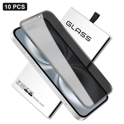 10pcs 360-Degree Privacy Silk-Screen Print Large Curved Edge High-Aluminium Tempered Glass Film, For iPhone 17e / 16e, For iPhone 17 Pro Max, For iPhone 17 Pro, For iPhone 17, For iPhone Air, For iPhone 16 Pro Max, For iPhone 16 Pro, For iPhone 16 Plus...