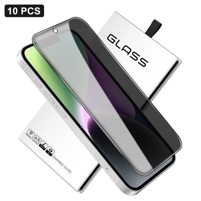 10pcs 360-Degree Privacy Silk-Screen Print Large Curved Edge High-Aluminium Tempered Glass Film, For iPhone 17e / 16e, For iPhone 17 Pro Max, For iPhone 17 Pro, For iPhone 17, For iPhone Air, For iPhone 16 Pro Max, For iPhone 16 Pro, For iPhone 16 Plus...