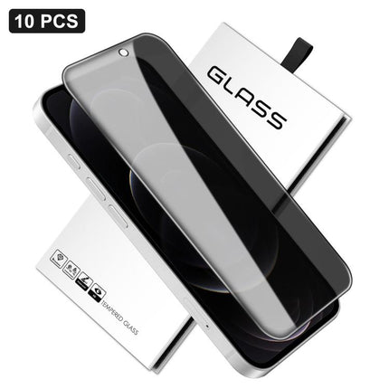 10pcs 360-Degree Privacy Silk-Screen Print Large Curved Edge High-Aluminium Tempered Glass Film, For iPhone 17e / 16e, For iPhone 17 Pro Max, For iPhone 17 Pro, For iPhone 17, For iPhone Air, For iPhone 16 Pro Max, For iPhone 16 Pro, For iPhone 16 Plus...