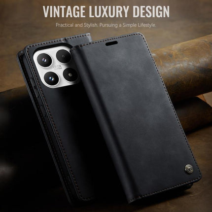 CaseMe 033 Calf Leather Lining Microfibre RFID Blocking Phone Case, For Xiaomi 17, For Redmi Note 15 Pro+ 5G Global 163.3mm, For Redmi Note 15 4G / 5G Global 164mm