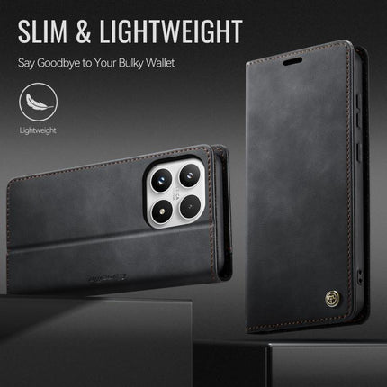 CaseMe 033 Calf Leather Lining Microfibre RFID Blocking Phone Case, For Xiaomi 17, For Redmi Note 15 Pro+ 5G Global 163.3mm, For Redmi Note 15 4G / 5G Global 164mm