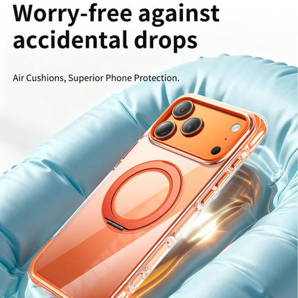 Vacuum-Sealed Transparent Airbag Magnetic Rotation Holder Acrylic Phone Case, For iPhone 17 Pro Max, For iPhone 17 Pro, For iPhone 17