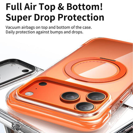 Vacuum-Sealed Transparent Airbag Magnetic Rotation Holder Acrylic Phone Case, For iPhone 17 Pro Max, For iPhone 17 Pro, For iPhone 17