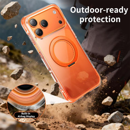 Vacuum-Sealed Transparent Airbag Magnetic Rotation Holder Acrylic Phone Case, For iPhone 17 Pro Max, For iPhone 17 Pro, For iPhone 17