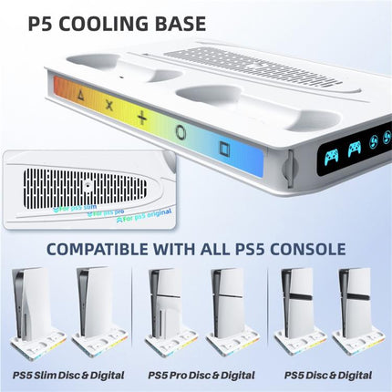 Game Console Cooling Fan Base Charger Stand For Sony PlayStation 5 Pro / 5 Slim / 5