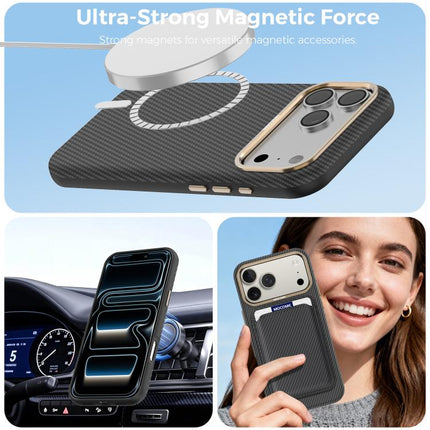 Mocome Kevlar Carbon Fiber Texture Magnetic Shockproof Phone Case, For iPhone 17 Pro Max