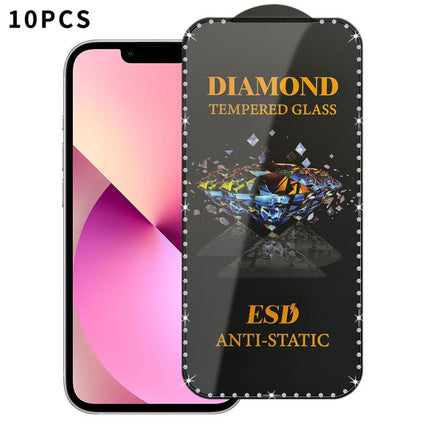 10pcs Full-Screen Diamond-Studded Silkscreen High-Definition Anti-Static Tempered Glass Film, For iPhone 17 Pro Max, For iPhone 17 Pro, For iPhone 17, For iPhone Air, For iPhone 16 Pro Max, For iPhone 16 Pro, For iPhone 16 Plus, For iPhone 16          ...