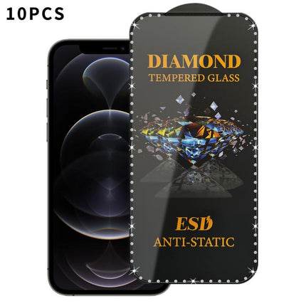 10pcs Full-Screen Diamond-Studded Silkscreen High-Definition Anti-Static Tempered Glass Film, For iPhone 17 Pro Max, For iPhone 17 Pro, For iPhone 17, For iPhone Air, For iPhone 16 Pro Max, For iPhone 16 Pro, For iPhone 16 Plus, For iPhone 16          ...