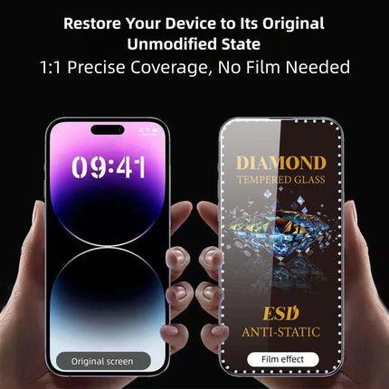 10pcs Full-Screen Diamond-Studded Silkscreen High-Definition Anti-Static Tempered Glass Film, For iPhone 11 Pro