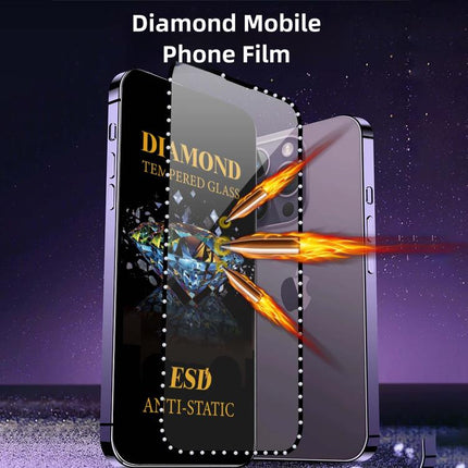 10pcs Full-Screen Diamond-Studded Silkscreen High-Definition Anti-Static Tempered Glass Film, For iPhone 11 Pro
