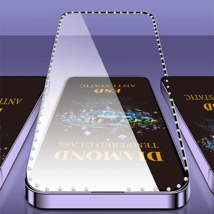 10pcs Full-Screen Diamond-Studded Silkscreen High-Definition Anti-Static Tempered Glass Film, For iPhone 11 Pro