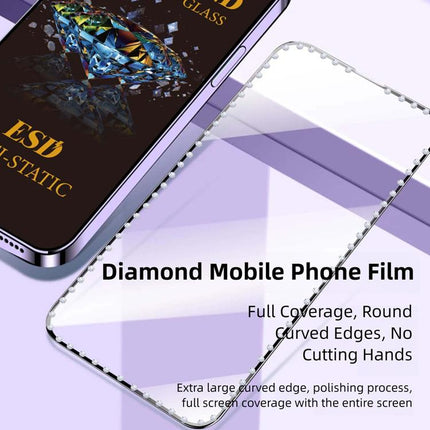 10pcs Full-Screen Diamond-Studded Silkscreen High-Definition Anti-Static Tempered Glass Film, For iPhone 11 Pro