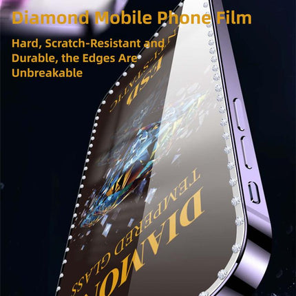10pcs Full-Screen Diamond-Studded Silkscreen High-Definition Anti-Static Tempered Glass Film, For iPhone 11 Pro