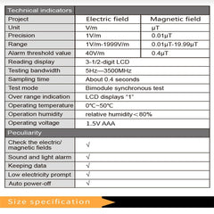 RZ825 Electromagnetic Radiation Tester Portable Digital Liquid Crystal Electromagnetic Field EMF Meter Measuring Instrument For Computer Mobile Phone, RZ825