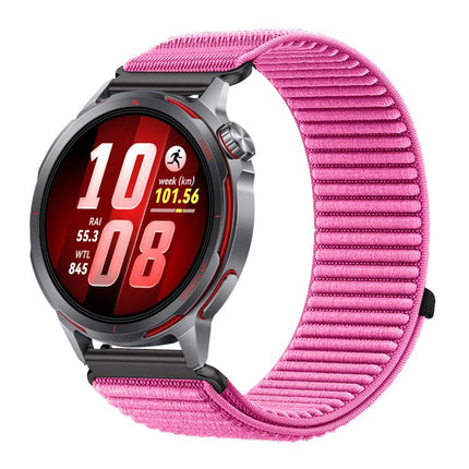 Woven Nylon Hook And Loop Fastener Metal Interface Watch Band, For Huawei Watch GT Runner 2