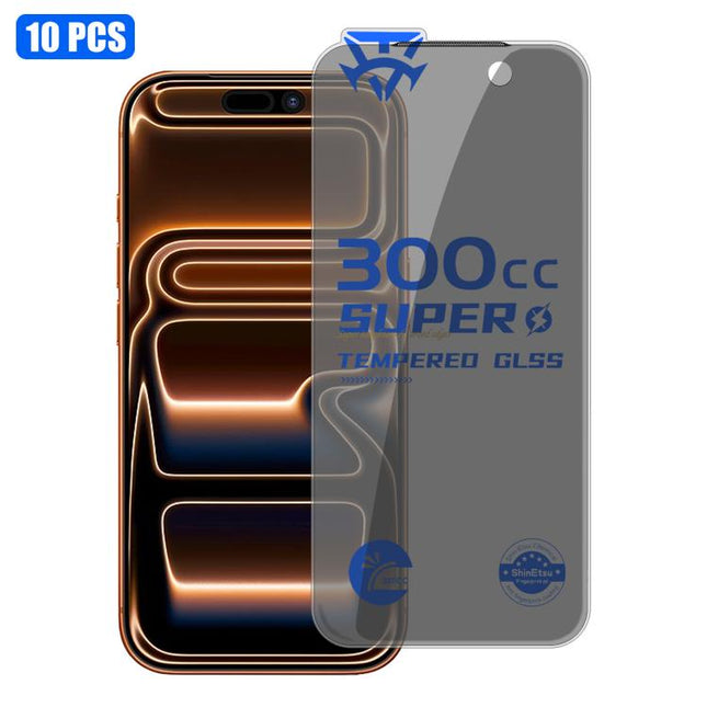 10pcs 300CC Large Arc Antistatic Corning Gorilla Privacy Tempered Glass Film, For iPhone 17 Pro Max, For iPhone 17 Pro, For iPhone 17, For iPhone Air, For iPhone 16 Pro Max, For iPhone 16 Pro, For iPhone 16 Plus, For iPhone 16, For iPhone 15 Pro Max   ...