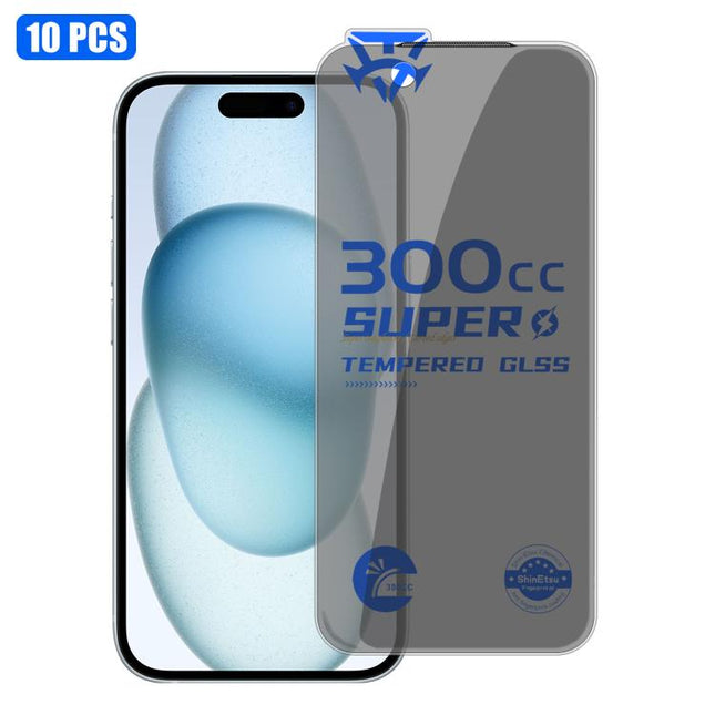 10pcs 300CC Large Arc Antistatic Corning Gorilla Privacy Tempered Glass Film, For iPhone 17 Pro Max, For iPhone 17 Pro, For iPhone 17, For iPhone Air, For iPhone 16 Pro Max, For iPhone 16 Pro, For iPhone 16 Plus, For iPhone 16, For iPhone 15 Pro Max   ...