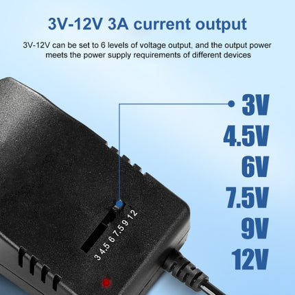 Voltage Adjustable universal power adapter 110 220V to 12V 3V 4.5V 6V 7.5V 9V AC DC adapter 3A Max 12 Volt power supply adaptor, US, EU