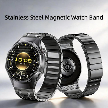 Seamless Press Button AP Style Magnetic Stainless Steel Watch Band, For Huawei Watch GT6 Pro
