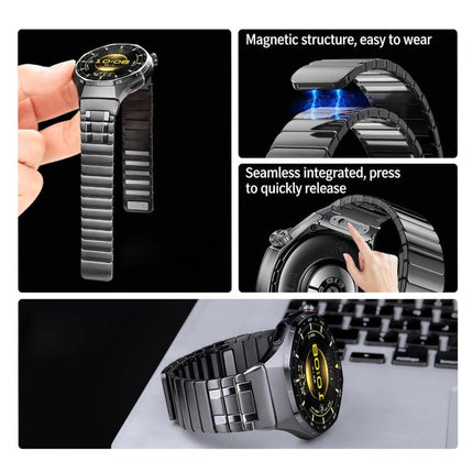 Seamless Press Button AP Style Magnetic Stainless Steel Watch Band, For Huawei Watch GT6 Pro