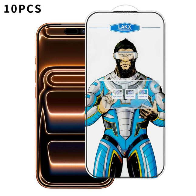 10pcs Blue Gorilla Anti-fingerprint Anti-static Silk Screen HD Electroplated Tempered Glass Film, For iPhone 17e, For iPhone 17 Pro Max, For iPhone 17 Pro, For iPhone 17, For iPhone Air, For iPhone 16e, For iPhone 16 Pro Max, For iPhone 16 Pro         ...