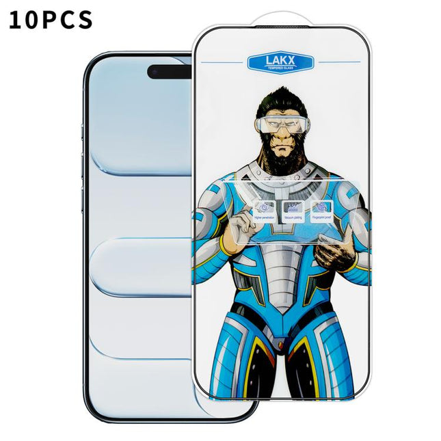 10pcs Blue Gorilla Anti-fingerprint Anti-static Silk Screen HD Electroplated Tempered Glass Film, For iPhone 17e, For iPhone 17 Pro Max, For iPhone 17 Pro, For iPhone 17, For iPhone Air, For iPhone 16e, For iPhone 16 Pro Max, For iPhone 16 Pro         ...