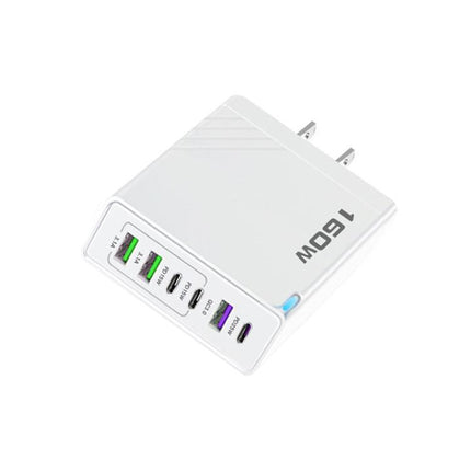 160W Type-C x 3, USB x 3 Quick Charger with Type-C to Type-C / 8 Pin Cable, US Plug, US Plug + Cable