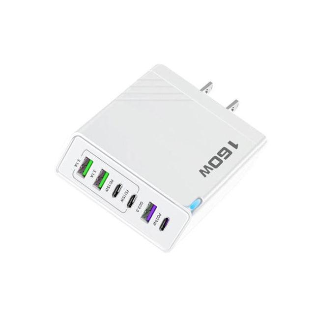 160W Type-C x 3, USB x 3 Quick Charger with Type-C to Type-C / 8 Pin Cable, US Plug, US Plug + Cable