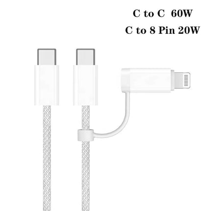 160W Type-C x 3, USB x 3 Quick Charger with Type-C to Type-C / 8 Pin Cable, US Plug, US Plug + Cable