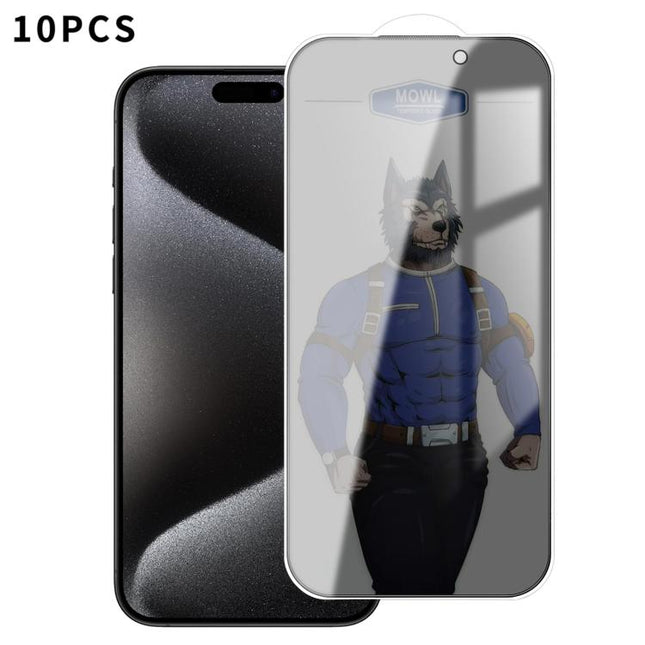 10pcs MOWL Explosion-Proof Anti-Fingerprint Privacy Tempered Glass Film, For iPhone 17 Pro Max, For iPhone 17 Pro, For iPhone 17, For iPhone Air, For iPhone 16 Pro Max, For iPhone 16 Pro, For iPhone 16 Plus, For iPhone 16, For iPhone 15 Pro Max        ...