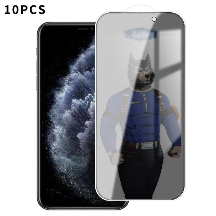 10pcs MOWL Explosion-Proof Anti-Fingerprint Privacy Tempered Glass Film, For iPhone 11 Pro
