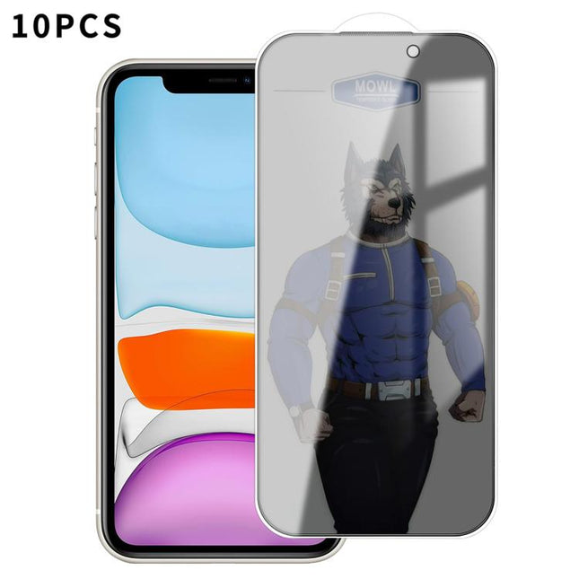 10pcs MOWL Explosion-Proof Anti-Fingerprint Privacy Tempered Glass Film, For iPhone 11 Pro