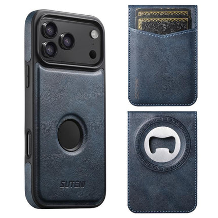Suteni G1S5 2-in-1 Magnetic Detachable Bottle Opener Card Bag Cow Leather Back Phone Case, For iPhone 17 Pro Max, For iPhone 17 Pro, For iPhone 17, For iPhone Air, For iPhone 16 Pro Max, For iPhone 16 Pro, For iPhone 16 Plus, For iPhone 16