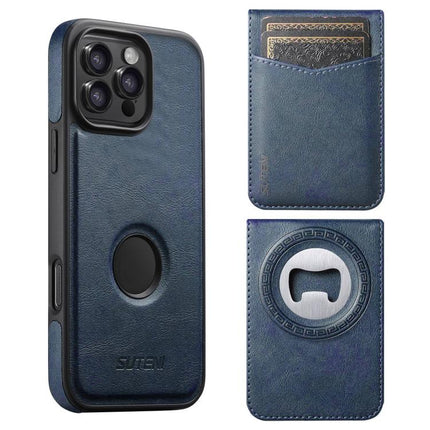 Suteni G1S5 2-in-1 Magnetic Detachable Bottle Opener Card Bag Cow Leather Back Phone Case, For iPhone 17 Pro Max, For iPhone 17 Pro, For iPhone 17, For iPhone Air, For iPhone 16 Pro Max, For iPhone 16 Pro, For iPhone 16 Plus, For iPhone 16