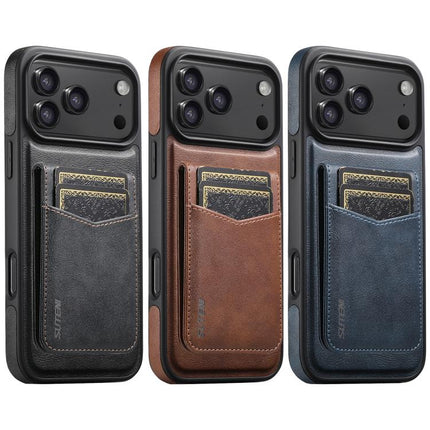 Suteni G1S5 2-in-1 Magnetic Detachable Bottle Opener Card Bag Cow Leather Back Phone Case, For iPhone 15 Pro Max, For iPhone 15 Pro, For iPhone 15 Plus, For iPhone 15, For iPhone 14 Plus, For iPhone 14, For iPhone 14 Pro, For iPhone 14 Pro Max