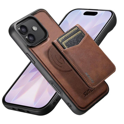 Suteni G5S5 2-in-1 Magnetic Detachable Bottle Opener Card Bag Cow Leather Back Phone Case, For iPhone 17 Pro Max, For iPhone 17 Pro, For iPhone 17, For iPhone Air, For iPhone 16 Pro Max, For iPhone 16 Pro, For iPhone 16 Plus, For iPhone 16