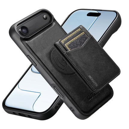 Suteni G5S5 2-in-1 Magnetic Detachable Bottle Opener Card Bag Cow Leather Back Phone Case, For iPhone 17 Pro Max, For iPhone 17 Pro, For iPhone 17, For iPhone Air, For iPhone 16 Pro Max, For iPhone 16 Pro, For iPhone 16 Plus, For iPhone 16