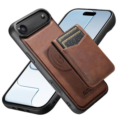 Suteni G5S5 2-in-1 Magnetic Detachable Bottle Opener Card Bag Cow Leather Back Phone Case, For iPhone 17 Pro Max, For iPhone 17 Pro, For iPhone 17, For iPhone Air, For iPhone 16 Pro Max, For iPhone 16 Pro, For iPhone 16 Plus, For iPhone 16