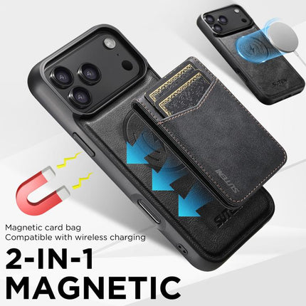 Suteni G5S5 2-in-1 Magnetic Detachable Bottle Opener Card Bag Cow Leather Back Phone Case, For iPhone 15 Pro Max, For iPhone 15 Pro, For iPhone 15 Plus, For iPhone 15, For iPhone 14 Plus, For iPhone 14, For iPhone 14 Pro, For iPhone 14 Pro Max